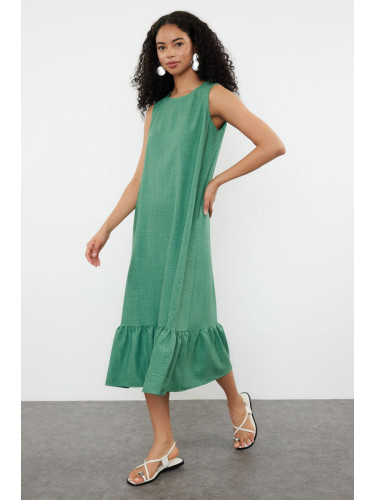 Trendyol Green Straight Cut Skirt Flounce Mini Woven Dress