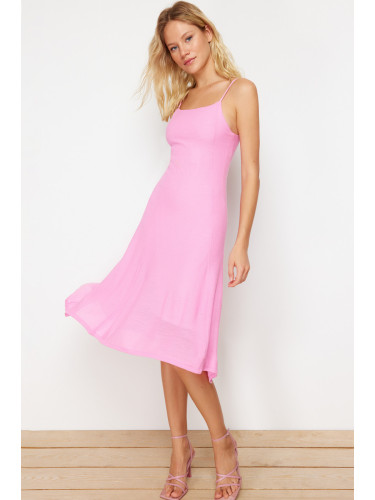Trendyol Pink Midi Knitwear Strap Adjustable Lined Dress