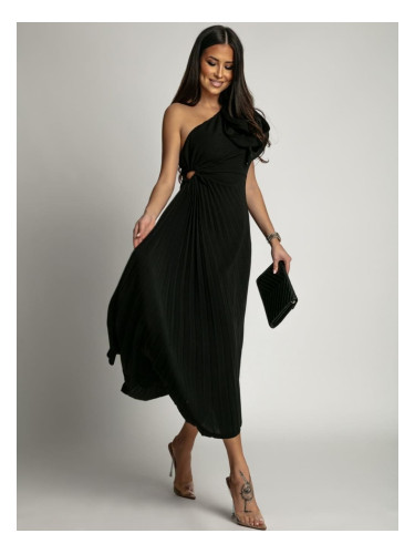 Women's Elegant Pleated Dress Fasardi - Black