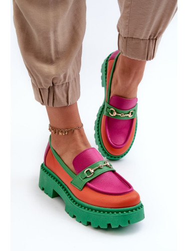 Zazoo Women's leather loafers, green