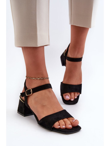 Women's sandals on an eco-suede block, black Leisha