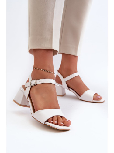 Women's eco-leather block sandals, white Leisha