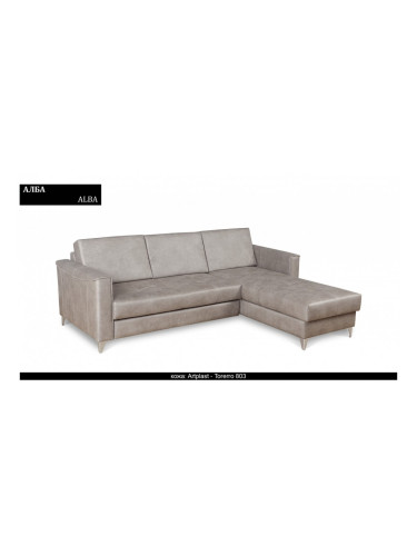 Ъглов диван Alba BM, с ракла, разтегателен