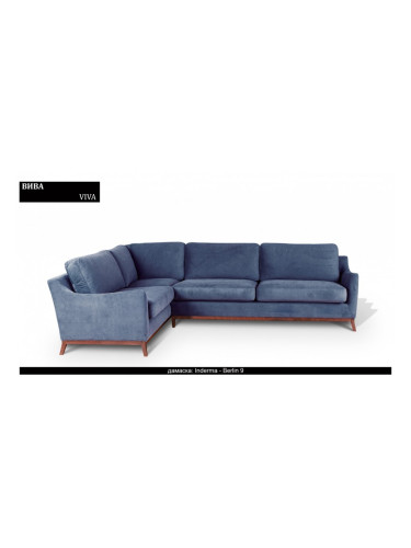 Ъглов диван Viva BM, букова рамка, силиконов пух на гранули