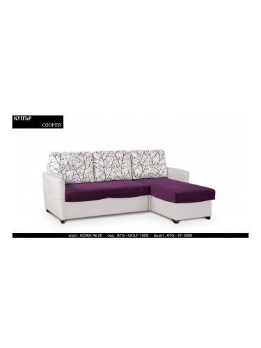 Ъглов диван Cooper BM, с ракла, разтегателен