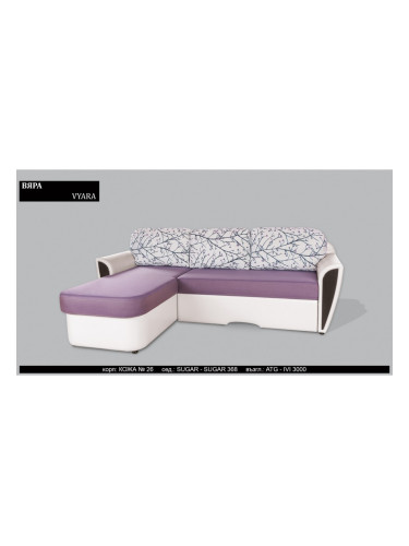 Ъглов диван Vyara BM, с ракла, разтегателен