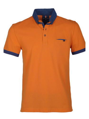 Тениска в оранжево с дънкова яка