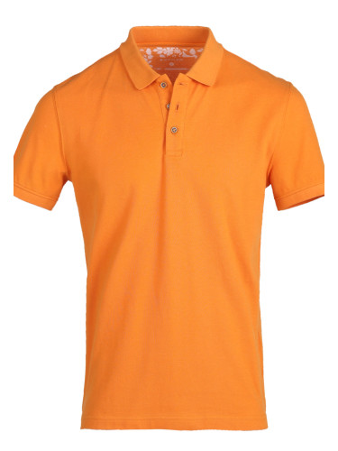 Тениска в оранжево с плетена яка