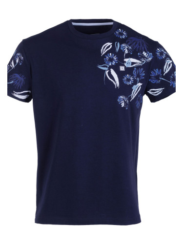 Тениска в синьо с печат цветя