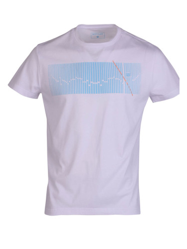 Тениска в бяло със светло сини ленти