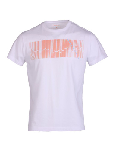 Тениска в бяло с корал ленти
