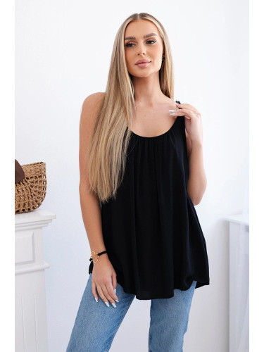 Viscose blouse with straps black