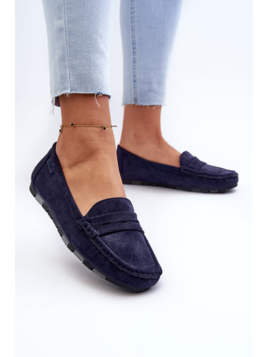 Women's Eco Suede Loafers Big Star Memory Foam System Navy Blue
