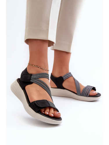 Women's comfortable Velcro sandals black Eladora