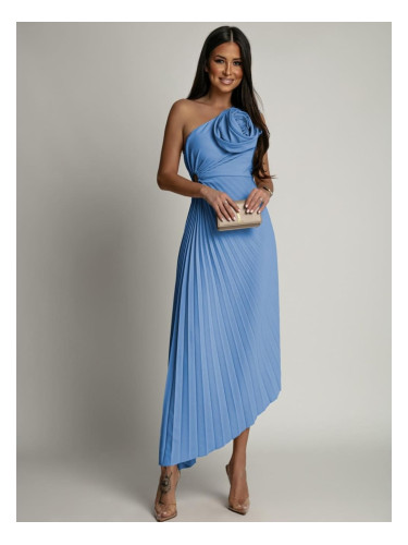 Women's elegant pleated dress Fasardi - blue