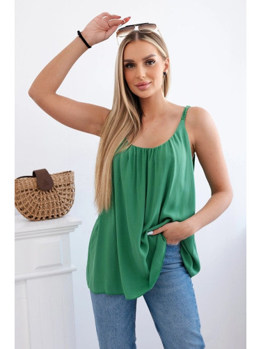 Viscose blouse with straps green
