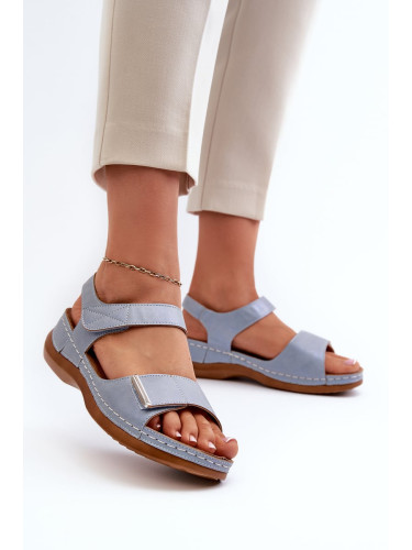 Comfortable women's Velcro sandals Blue Iphiope