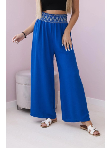 Trousers with wide elastic waistband cornflower blue