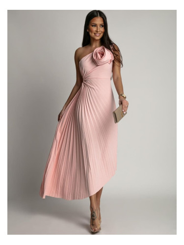 Women's elegant pleated dress Fasardi - powder pink