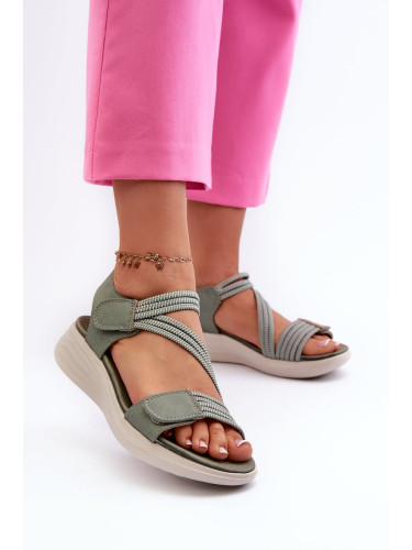 Women's comfortable Velcro sandals green Eladora