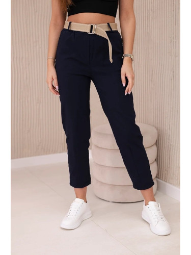 Wide-belt trousers navy blue