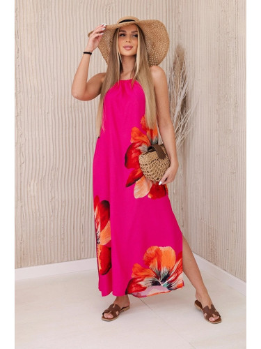 Women's Summer Viscose Dress - Fuchsia
