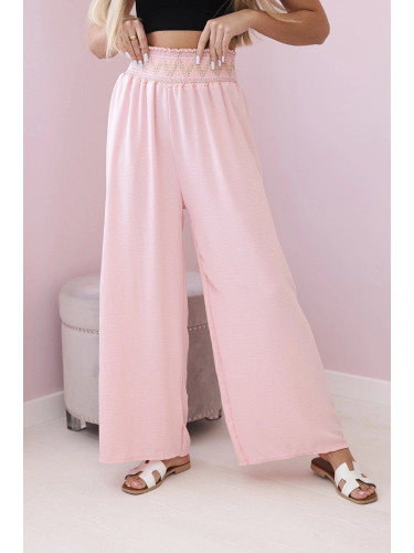 Trousers with wide elastic waistband powder pink