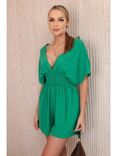 Green jumpsuit with ruffle waistband