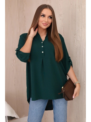 Blouse with a longer back - dark green