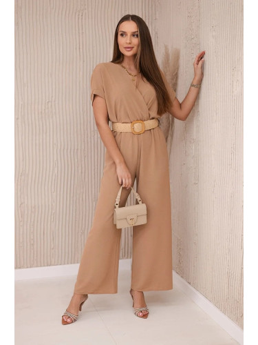 Jumpsuit with decorative belt at the Camel waist