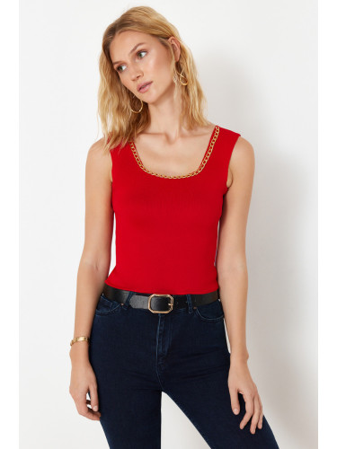 Trendyol Red Chain Detailed Knitwear Blouse