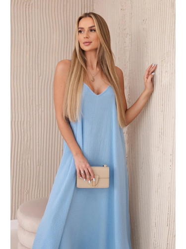 Blue muslin dress with straps