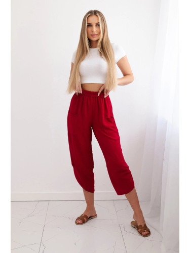 Wide-leg trousers with burgundy pockets