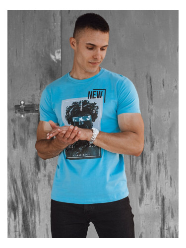 Turquoise men's T-shirt with Dstreet print