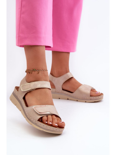 Women's Velcro sandals Beige Risanni