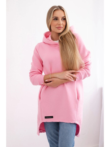 Insulated sweatshirt with a longer back - light pink