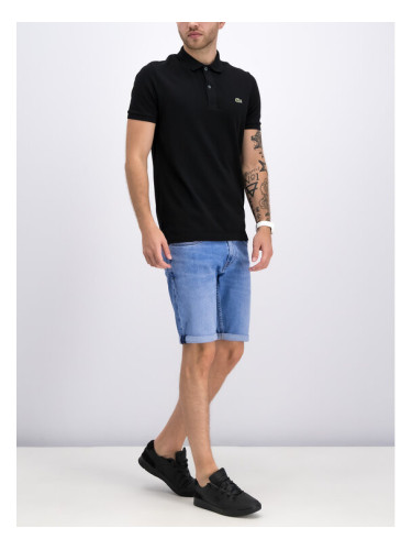 Lacoste Тениска с яка и копчета PH4012 Черен Slim Fit
