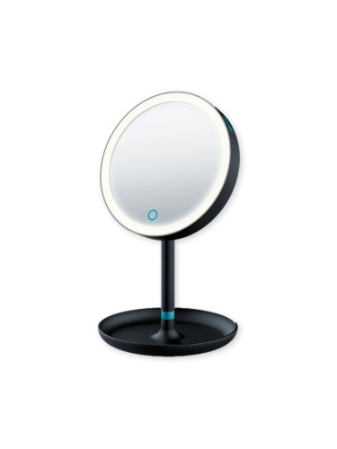 Козметично огледало Beurer BS 45, 5-кратно увеличение, LED светлина, практична тава за съхранение, черно