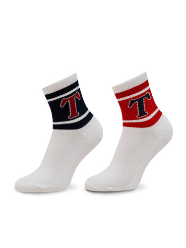 Комплект 2 чифта дълги чорапи мъжки Tommy Jeans 701228093 Бял