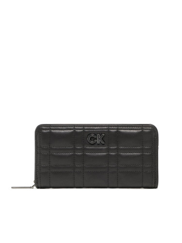 Голям дамски портфейл Calvin Klein Re-Lock Quilt Z/A Wallet Lg K60K609912 Черен