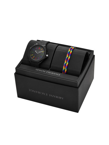 Комплект часовник и гривна Armani Exchange Andrea Gift Set AX7158SET Черен