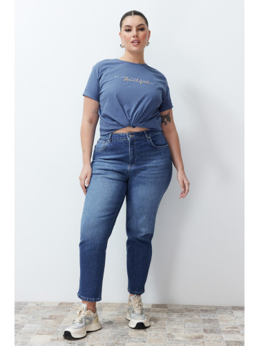 Trendyol Curve Blue More Sustainable High Waist Slim Mom Jeans