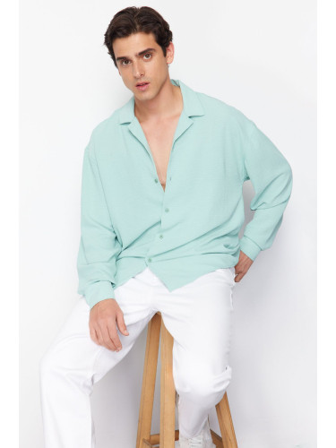 Trendyol Mint Oversize Fit Open Collar Summer Linen Look Shirt