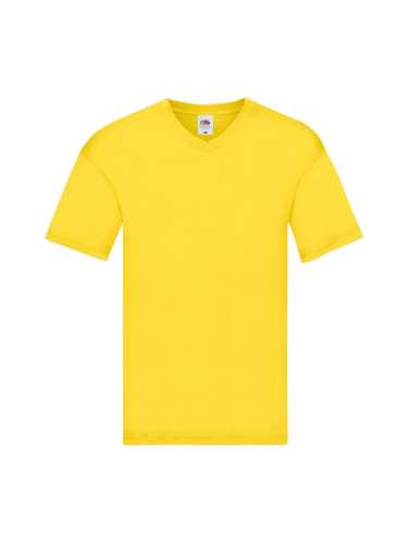 Original V-neck Fruit of the Loom Men's Yellow T-shirt