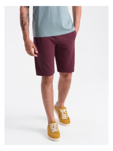 Ombre Men's pre-knee BASIC sweat shorts - maroon