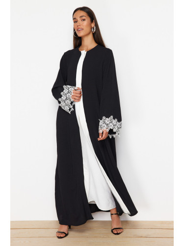 Trendyol Black Lace Detailed Snap-On Woven Mevlana Cap & Ferace & Abaya