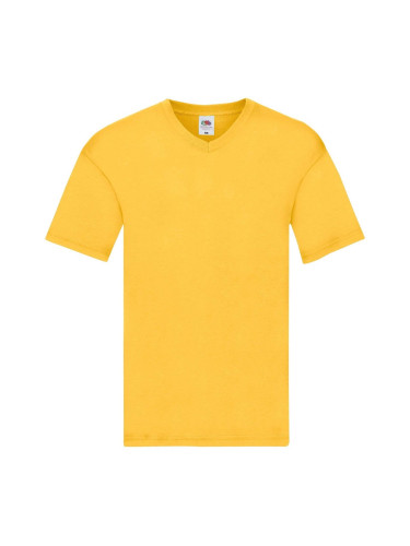 Original V-neck Fruit of the Loom Men's Yellow T-shirt