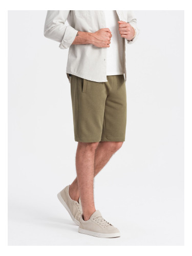Ombre Men's BASIC cotton sweat shorts - olive