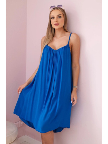 Women's viscose dress with straps - cornflower blue