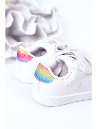 Boto Детски маратонки с велкро бяло-дъгово сладко момиче